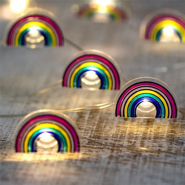 NorthLight 2.75-ft 10-Light Battery-Operated Rainbow LED String Lights