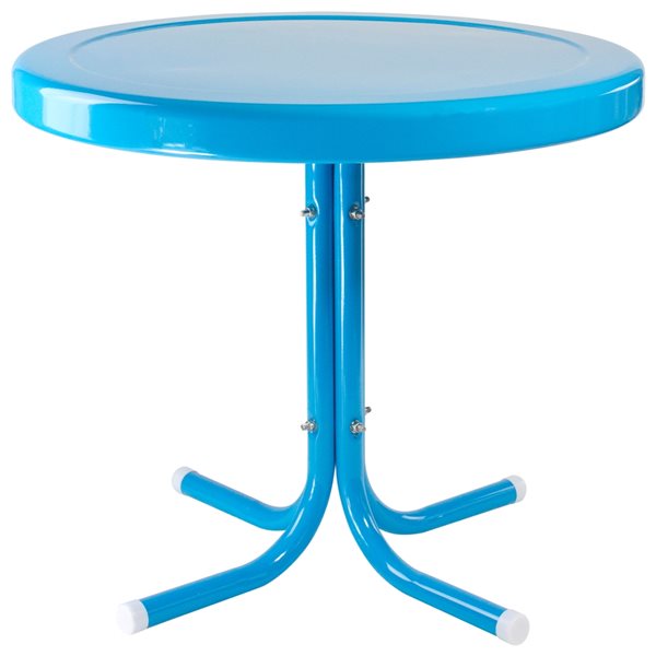 Northlight Round Outdoor Turquoise-Blue Retro Tulip Coffee Table 22-in W x 22-in L