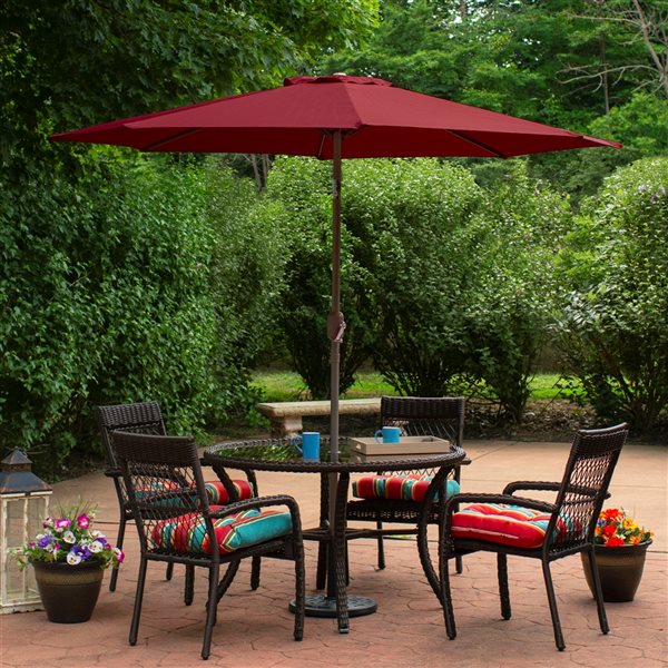 Northlight 9-ft Octagonal Burgundy Market Patio Umbrella with Crank Mechanism