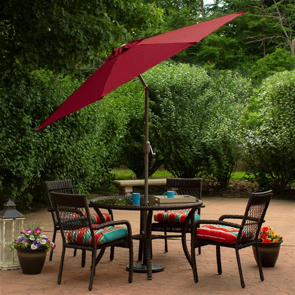 Northlight 9-ft Octagonal Burgundy Market Patio Umbrella with Crank Mechanism