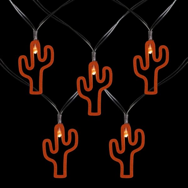 NorthLight 4 ft 10 Light Battery Operated Orange Cactus LED String