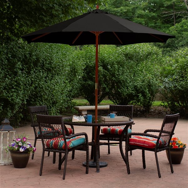 Northlight 9-ft Octagonal Black Market Patio Umbrella with No-tilt Mechanism