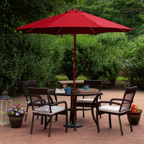 Northlight 9-ft Octagonal Red Market Patio Umbrella with No-tilt Mechanism