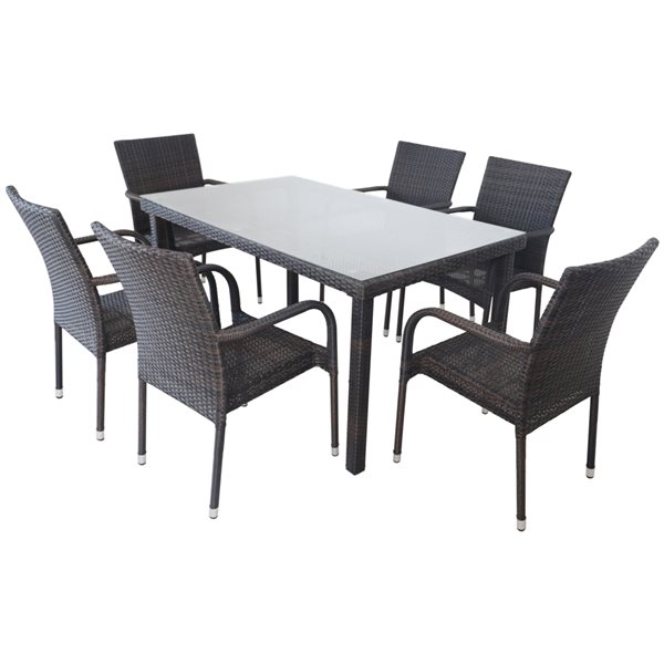 Brown Steel Frame Patio Dining Set, Grey Dining Chairs Set Of 6 Argos