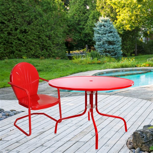 Red retro deals dining set