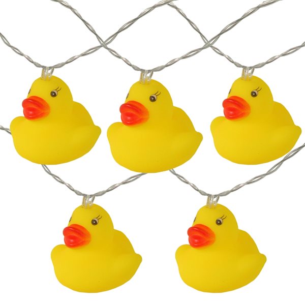 NorthLight 4.5-ft 10-Light Battery-Operated Yellow Rubber Duck LED String Lights