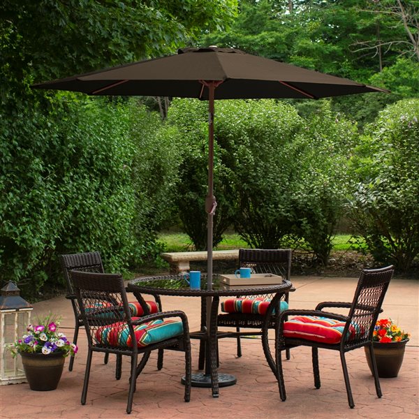 Northlight 9-ft Octagonal Brown Market Patio Umbrella with Crank Mechanism