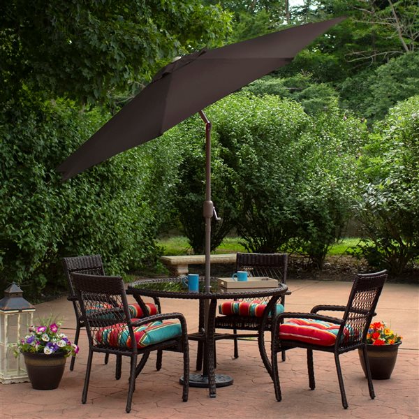 Northlight 9-ft Octagonal Brown Market Patio Umbrella with Crank Mechanism