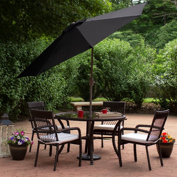 Northlight 9-ft Octagonal Black Market Patio Umbrella with Crank Mechanism