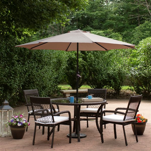Northlight 6.5-ft Hexagonal Brown Market Patio Umbrella with Crank Mechanism