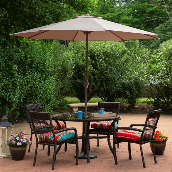 Northlight 9-ft Octagonal Taupe Market Patio Umbrella with Crank Mechanism