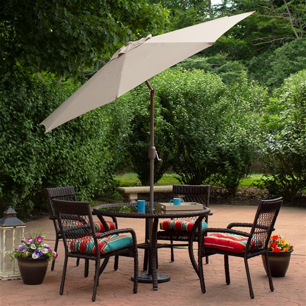 Northlight 9-ft Octagonal Taupe Market Patio Umbrella with Crank Mechanism