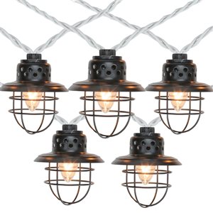 NorthLight 9-ft 10-Light Plug-in Caged Fisherman Lantern Incandescent String Lights