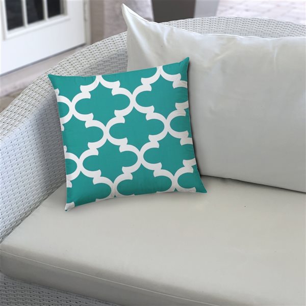 Joita Flannigan 1-Piece 19.5-in x 19.5-in Square Turquoise Zippered Pillow Cover
