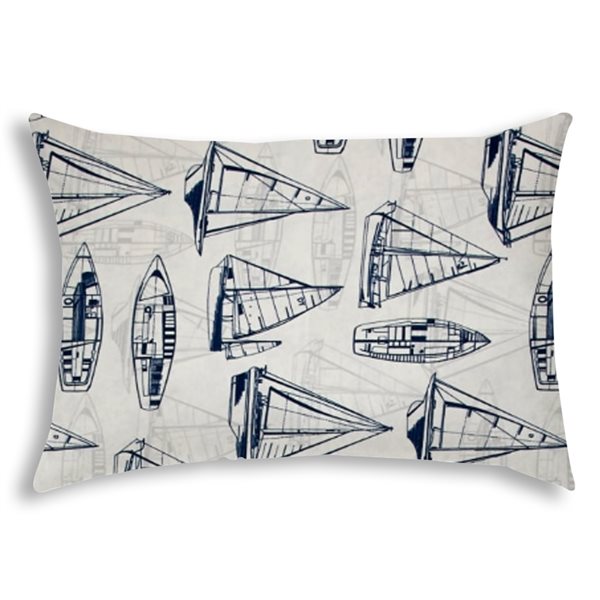 Joita Rummy 1-Piece 14-in x 20-in Rectangular Navy Indoor/Outdoor Pillow Sewn Closure