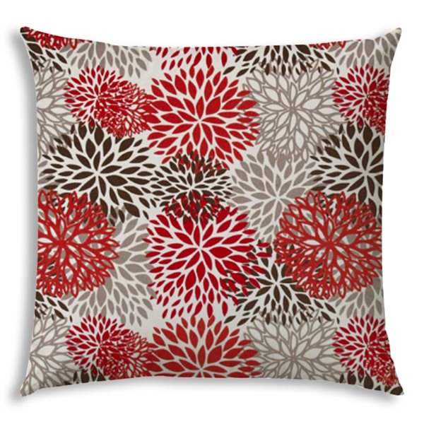 Joita Bursting Blooms 1-Piece 17-in x 17-in Square Brown Indoor/Outdoor Pillow Sewn Closure