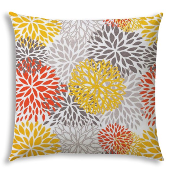 Joita Bursting Blooms 1-Piece 19.5-in x 19.5-in Square GreyZippered Pillow Cover