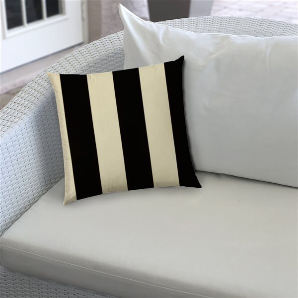 Joita Cabana 1-Piece 17-in x 17-in Square Black Indoor/Outdoor Pillow Sewn Closure