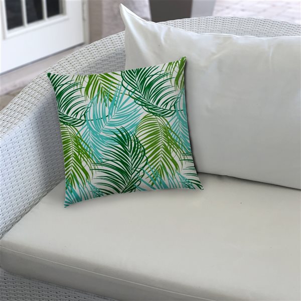 Joita Plume 1-Piece 19.5-in x 19.5-in Square Aqua Indoor/Outdoor Zippered Pillow Cover