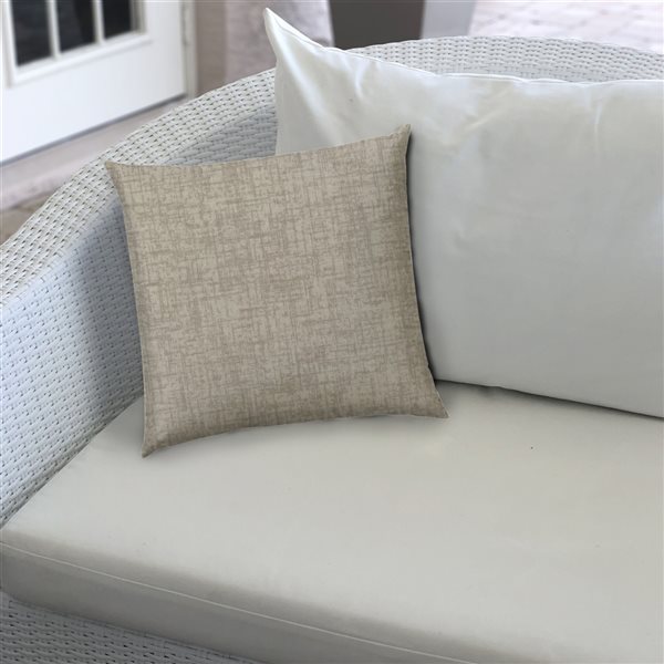 Joita Weave 1-Piece 19.5-in x 19.5-in Square Light Taupe Indoor/Outdoor Zippered Pillow Cover
