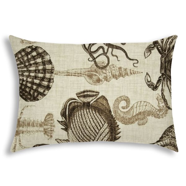 Joita Under the Sea 1-Piece 14-in x 20-in Rectangular Taupe Indoor/Outdoor Pillow Sewn Closure