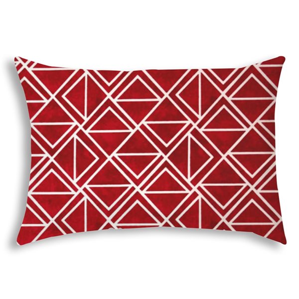 Joita Triomino 1-Piece 14-in x 20-in Rectangular Red Indoor/Outdoor Pillow Sewn Closure