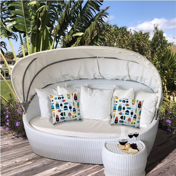 Joita Buoy 1-Piece 17-in x 17-in Square White Indoor/Outdoor Pillow Sewn Closure