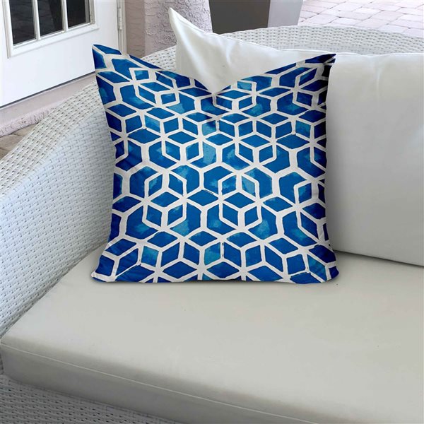 Joita Cube 1-Piece 16-in x 16-in Square Indoor/Outdoor Soft Royal Zipper Pillow Cover