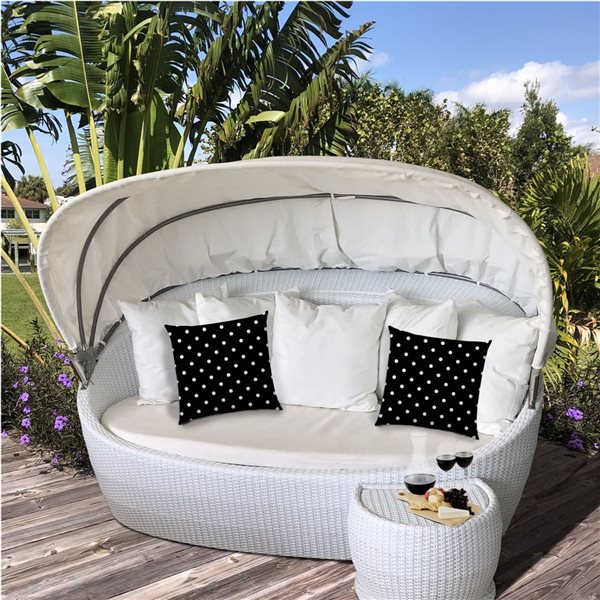 Joita Diner Dot 1-Piece 17-in x 17-in Square Black Indoor/Outdoor Pillow Sewn Closure