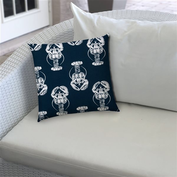 Joita Lobsterfest 1-Piece 19.5-in x 19.5-in Square Navy Indoor/Outdoor Zippered Pillow Cover