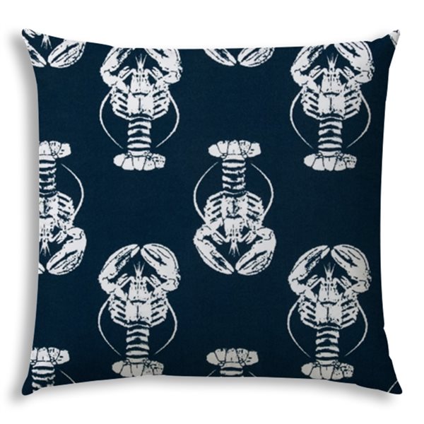 Joita Lobsterfest 1-Piece 19.5-in x 19.5-in Square Navy Indoor/Outdoor Zippered Pillow Cover