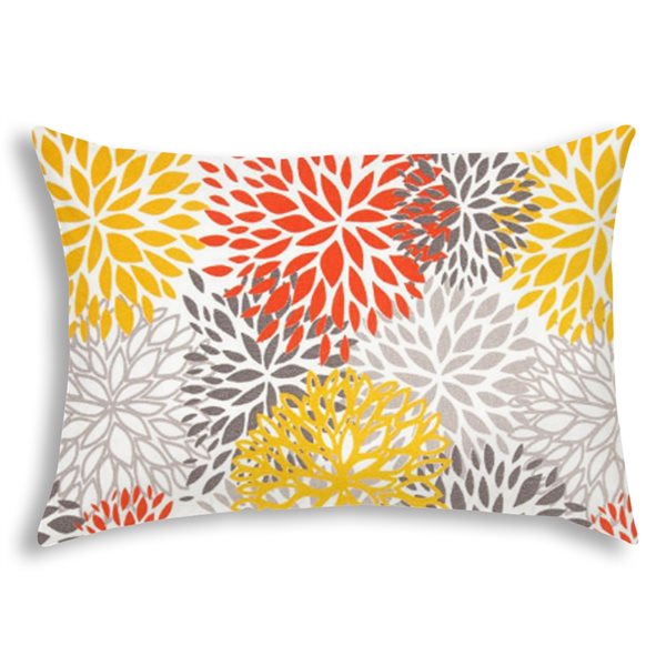 Joita Bursting Blooms 1-Piece 14-in x 20-in Rectangular GreyIndoor/Outdoor Pillow Sewn Closure