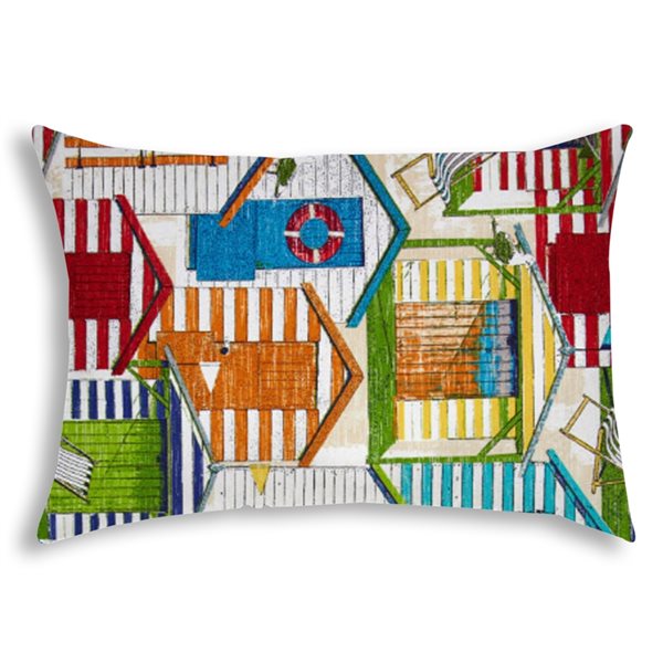 Joita Beach Village 1-Piece 14-in x 20-in Rectangular Red Indoor/Outdoor Pillow Sewn Closure