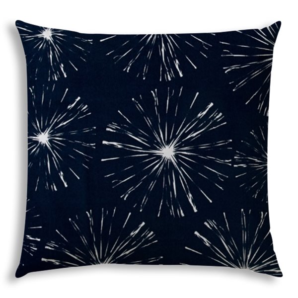 Joita Fireworks 1-Piece 14-in x 20-in Rectangular Navy Indoor/Outdoor Pillow Sewn Closure