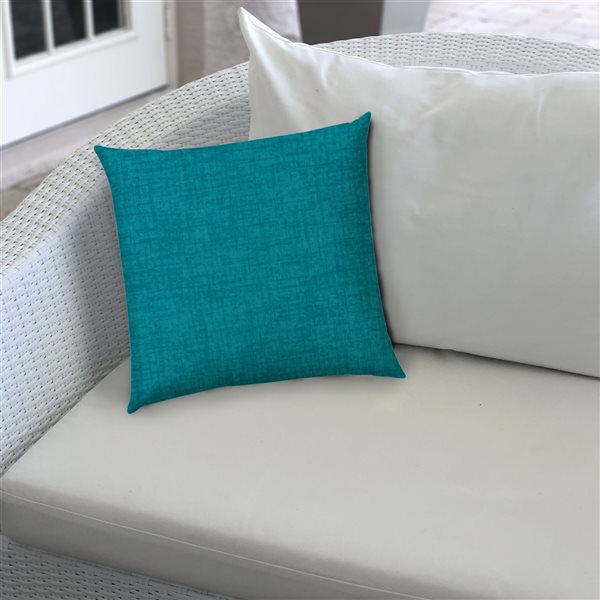 Joita Weave 1-Piece 19.5-in x 19.5-in Square Aqua Indoor/Outdoor Zippered Pillow Cover