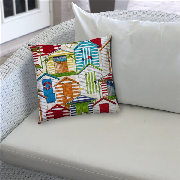 Joita Beach Village 1-Piece 19.5-in x 19.5-in Square Red Indoor/Outdoor Zippered Pillow Cover