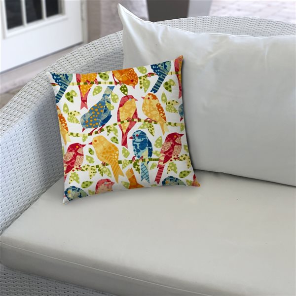 Joita Birdie 1-Piece 19.5-in x 19.5-in Square White Indoor/Outdoor Zippered Pillow Cover