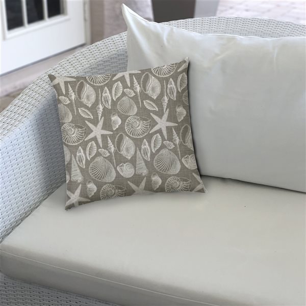 Joita Marco Island 1-Piece 19.5-in x 19.5-in Square Taupe Indoor/Outdoor Zippered Pillow Cover