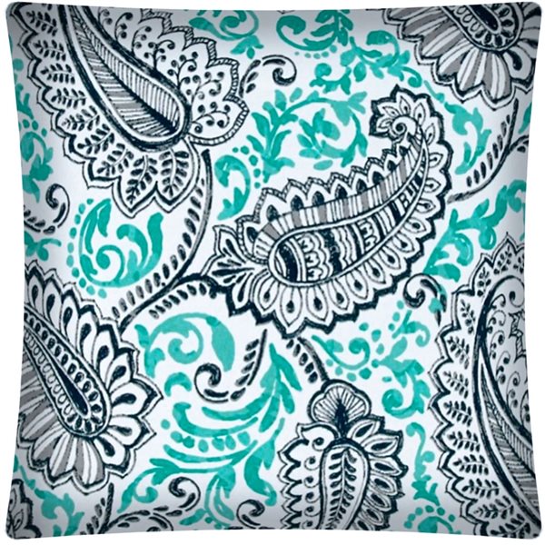 Joita Palmetto 1-Piece 17-in x 17-in Square Navy/Turquoise Indoor/Outdoor Pillow Sewn Closure