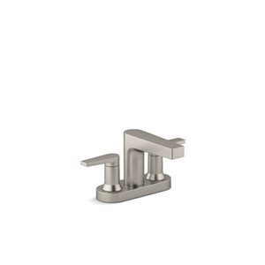 KOHLER Taut Brushed Nickel 2-Handle Widespread Bathroom Sink Faucet - Drain and Deck Plate Included