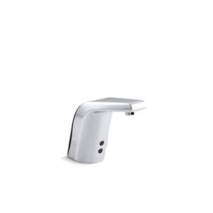 KOHLER Sculpted Polished Chrome Touchless Single Hole Bathroom Sink Faucet - Drain Included