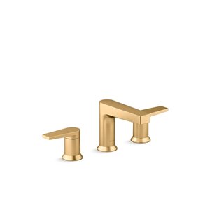 KOHLER Taut Brushed Brass 2-Handle Widespread WaterSense Labelled Bathroom Sink Faucet - Drain Included