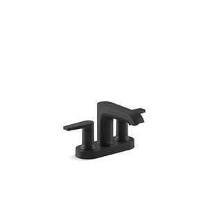 KOHLER Hint Matte Black 2-Handle Widespread WaterSense Labelled Bathroom Sink Faucet - Drain and Deck Plate Included