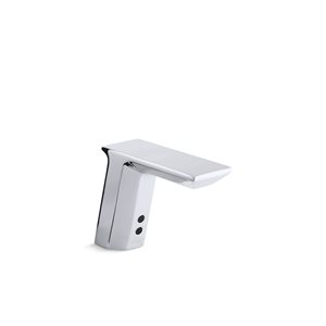 KOHLER Geometric Polished Chrome Touchless Single Hole Bathroom Sink Faucet with Drain