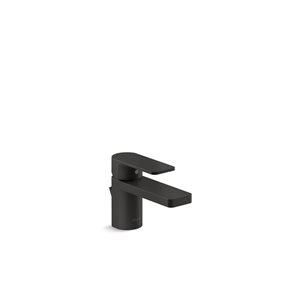 KOHLER Parallel 1-Handle Single Hole WaterSense Labelled Matte Black Bathroom Sink Faucet with Drain