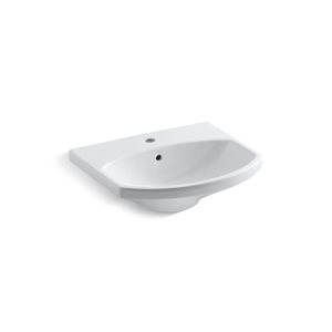 Lavabo à installation en surface Cimarron par KOHLER rectangulaire en porcelaine vitrifiée avec drain de trop-plein, blanc