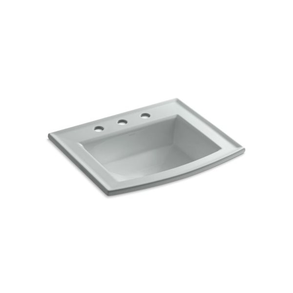 KOHLER Archer 22.62-in x 19.43-in Ice Grey Vitreous China Drop-In Rectangular Bathroom Sink with Overflow Drain