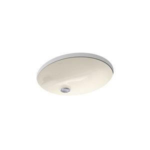 KOHLER Caxton 17-in x 14-in Biscuit Vitreous China Undermount Oval Bathroom Sink with Overflow Drain