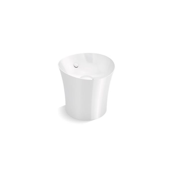 KOHLER Veil 12.25-in x 15.06-in White Fire Clay Vessel Round Bathroom Sink with Overflow Drain