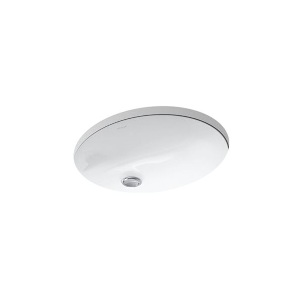 KOHLER Caxton 17-in x 14-in White Vitreous China Undermount Oval Bathroom Sink with Overflow Drain